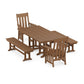 POLYWOOD Acadia 5-Piece Farmhouse Dining Set with Benches — Teak