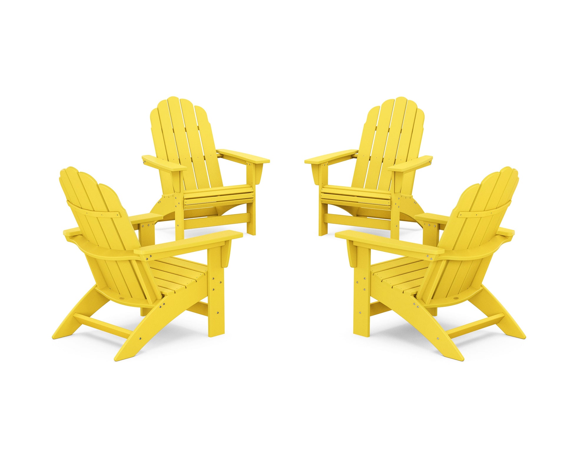 POLYWOOD 4-Piece Vineyard Grand Adirondack Chair Conversation Set — Lemon