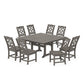 POLYWOOD Chinoiserie 9-Piece Square Farmhouse Side Chair Dining Set with Trestle Legs — Driftwood