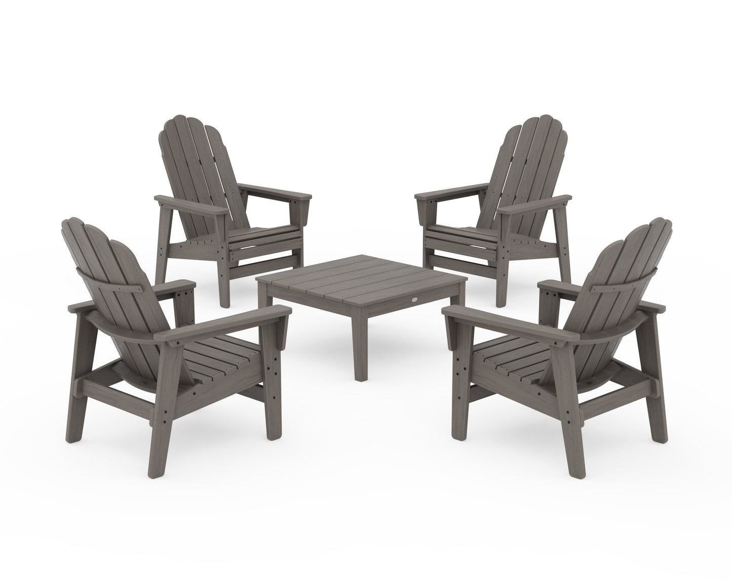 POLYWOOD 5-Piece Vineyard Grand Upright Adirondack Chair Conversation Group — Driftwood