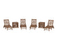 POLYWOOD Chippendale 6-Piece Chaise Set with Wheels and Umbrella Stand Accent Table — Teak