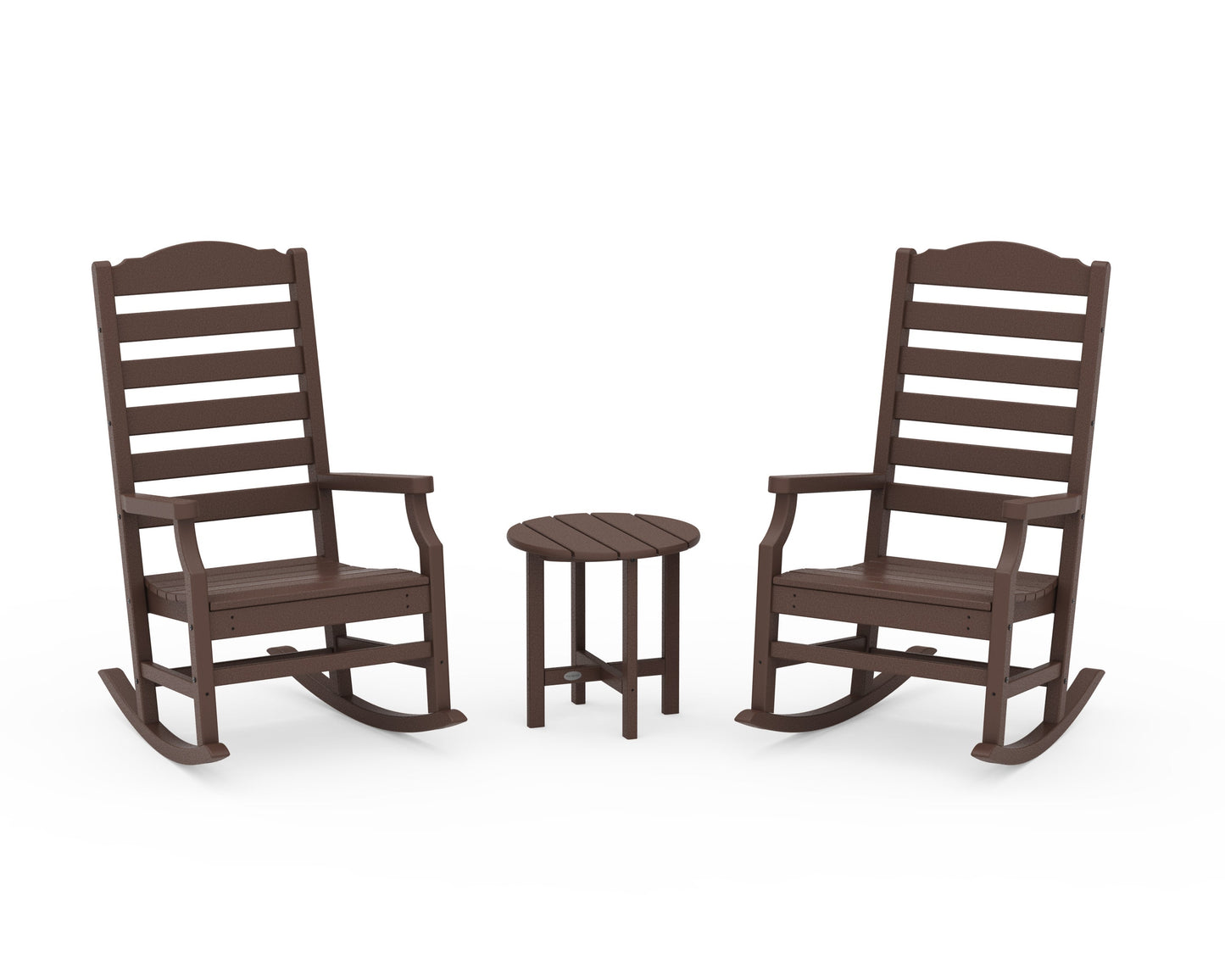 POLYWOOD Savannah 3-Piece Rocking Chair Set — Mahogany