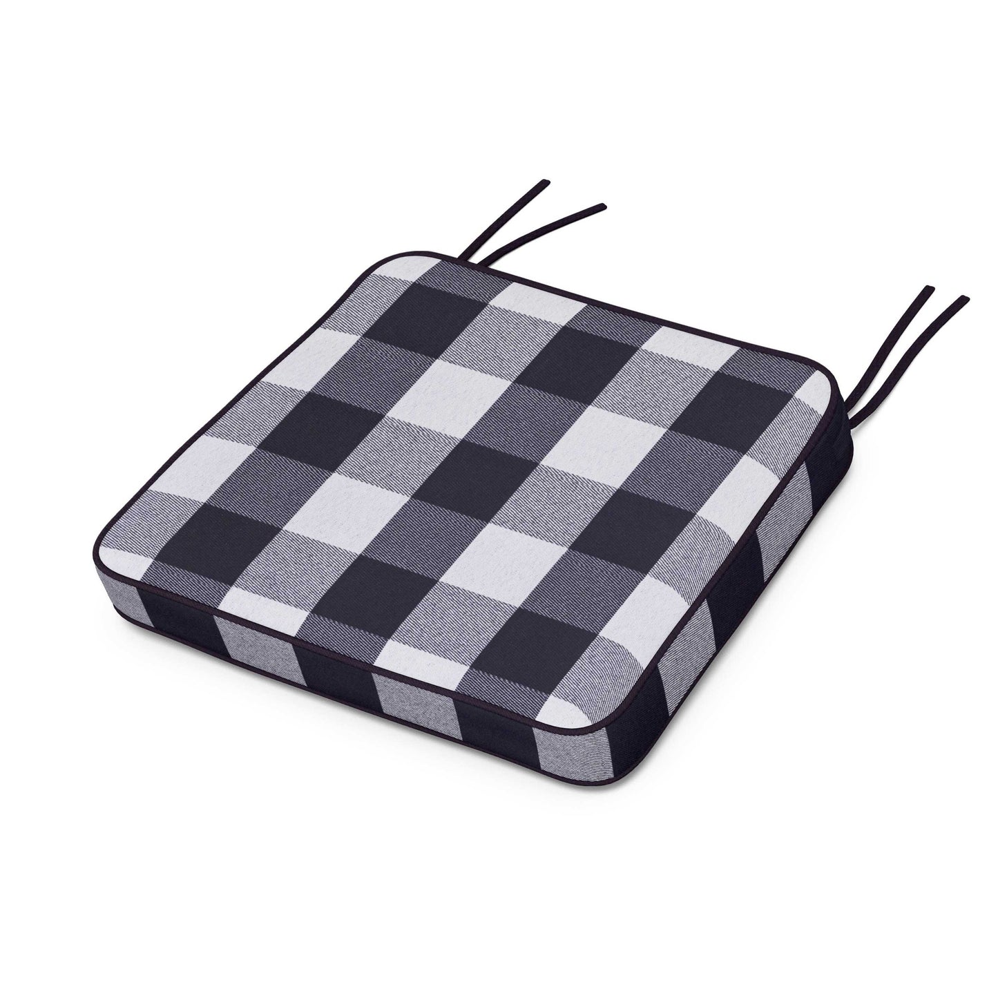 POLYWOOD Chinoiserie Arm Chair Seat Cushion — Buffalo Plaid Navy