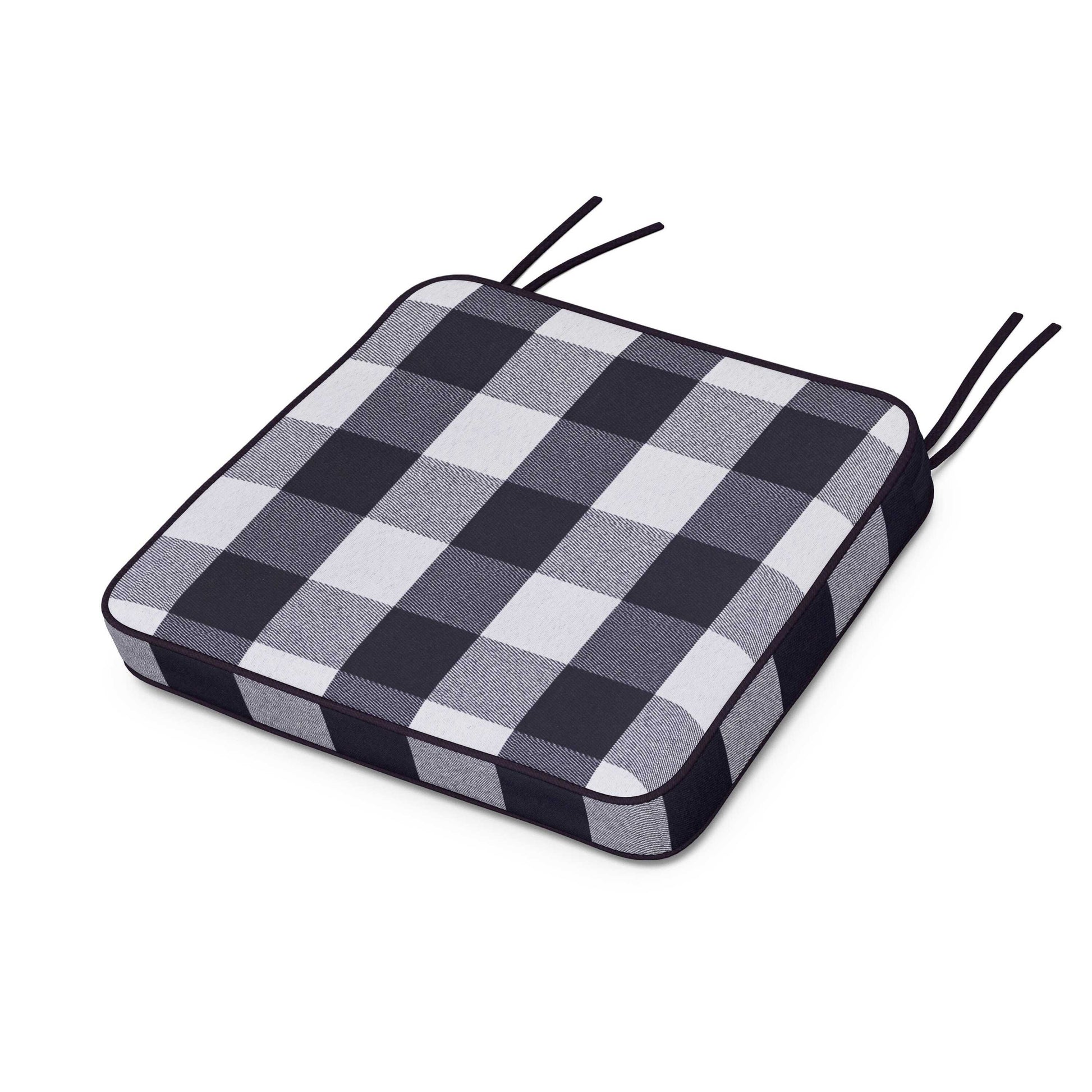 POLYWOOD Chinoiserie Arm Chair Seat Cushion — Buffalo Plaid Navy
