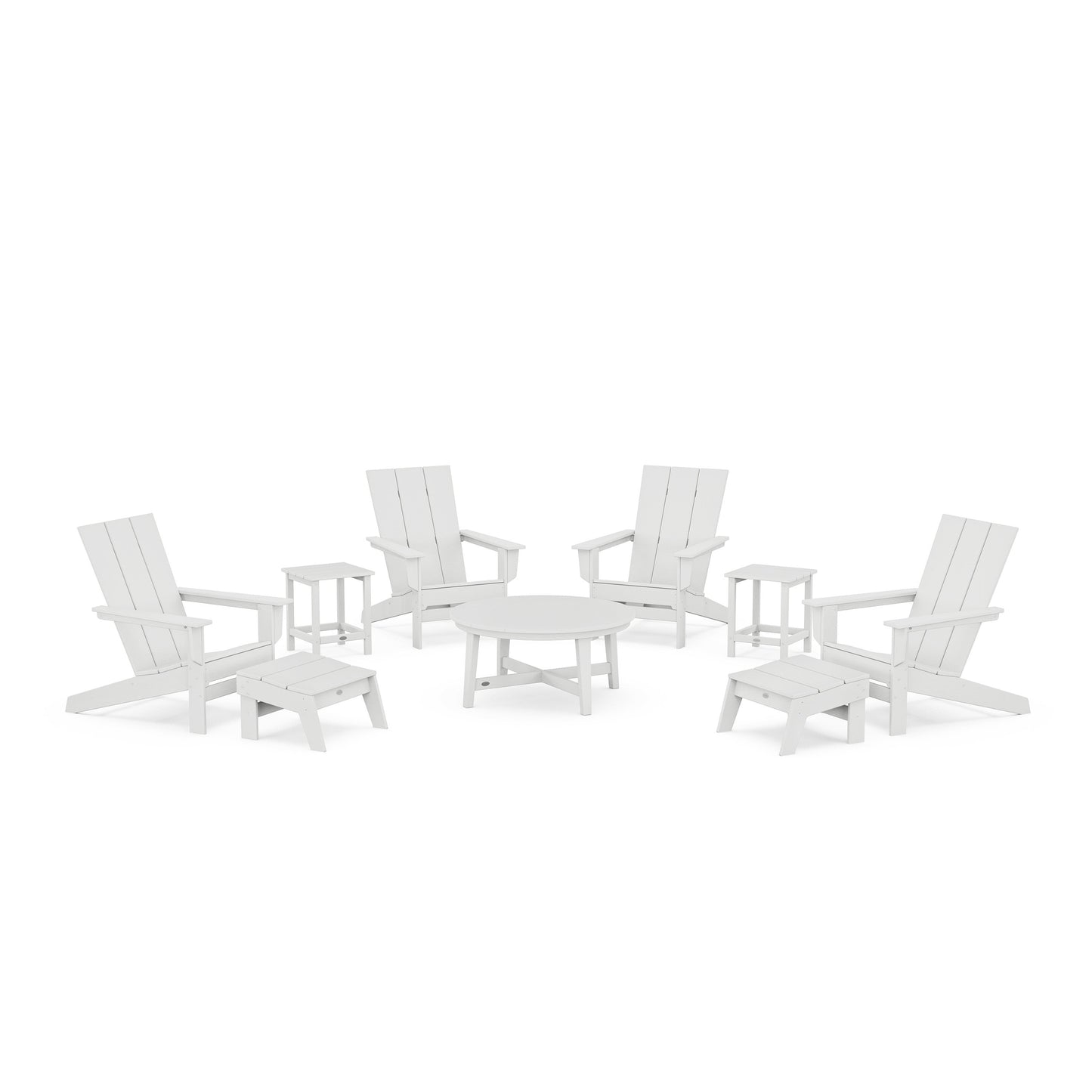 POLYWOOD Modern Studio Adirondack 9-Piece Conversation Set — White