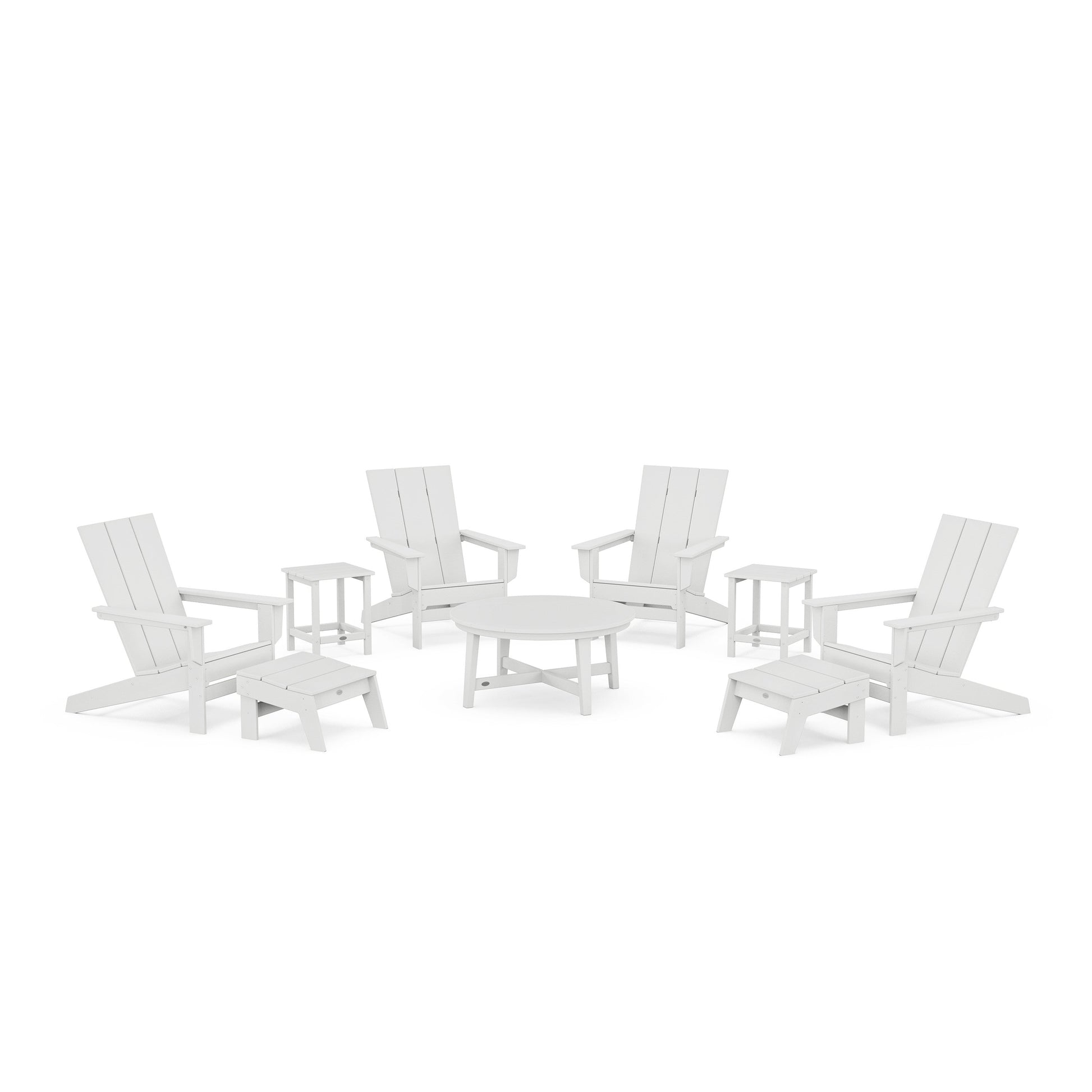 POLYWOOD Modern Studio Adirondack 9-Piece Conversation Set — White