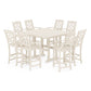 POLYWOOD Chinoiserie 9-Piece Square Farmhouse Bar Set with Trestle Legs — Sand
