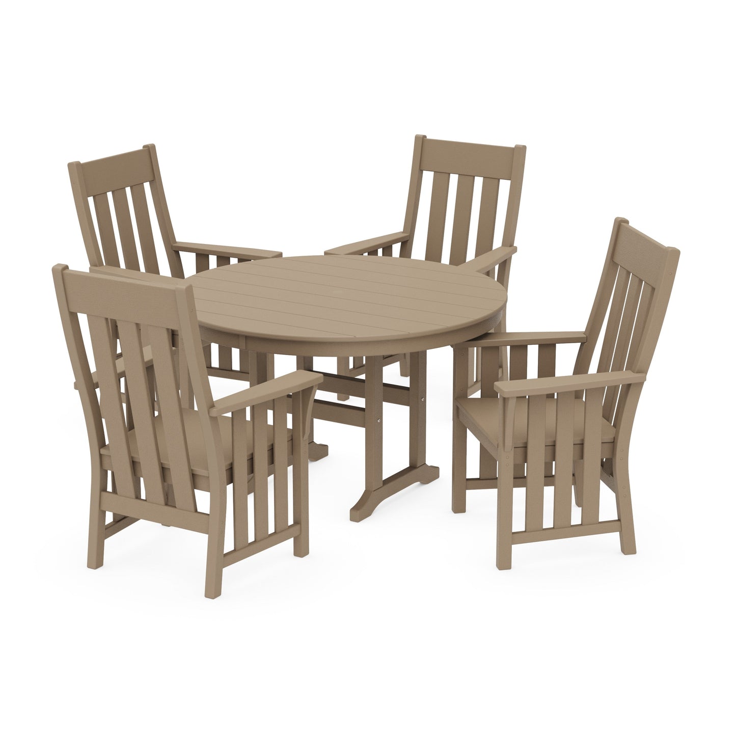 POLYWOOD Acadia 5-Piece Round Farmhouse Dining Set — Vintage Sahara