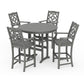 POLYWOOD Chinoiserie 5-Piece Round Farmhouse Bar Set — Slate Grey