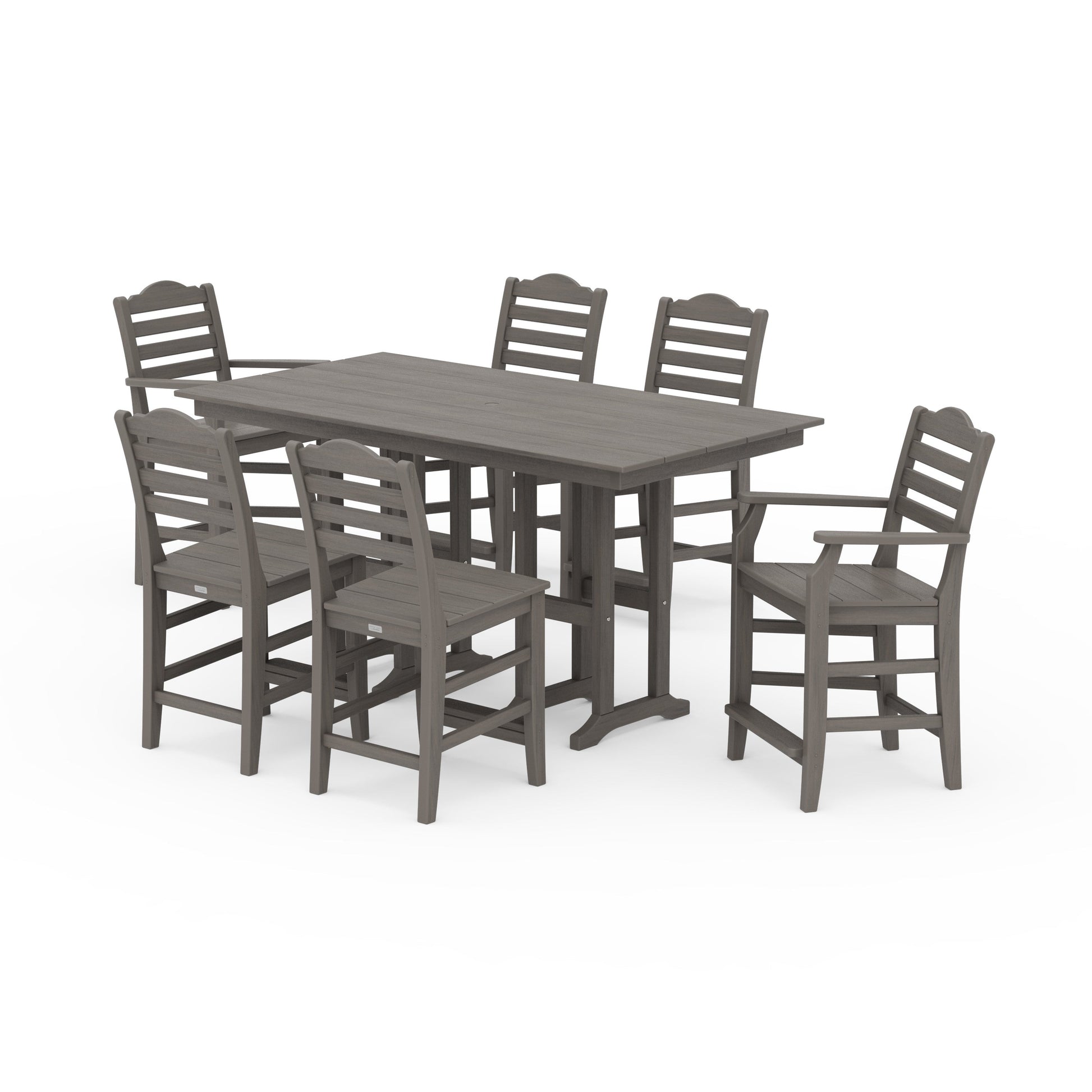 POLYWOOD Savannah 7-Piece Farmhouse Counter Set — Driftwood