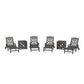 POLYWOOD Chinoiserie 6-Piece Chaise Set with Umbrella Stand Accent Table — Vintage Coffee