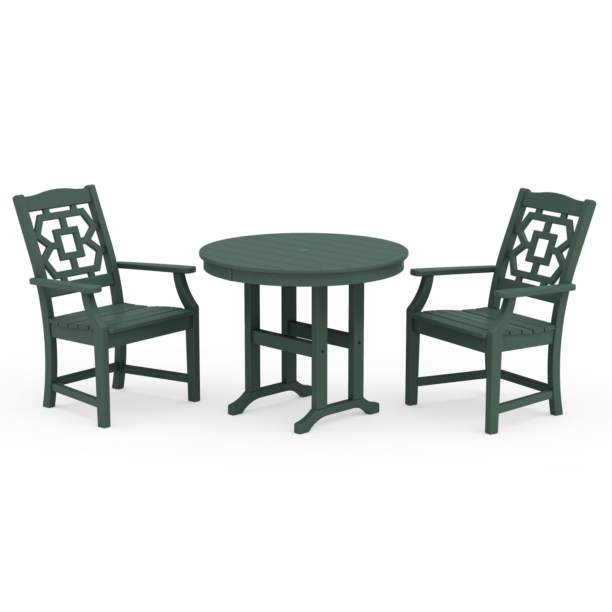 POLYWOOD Chinoiserie 3-Piece Farmhouse Dining Set — Green