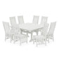 POLYWOOD Acadia Side Chair 9-Piece Square Farmhouse Dining Set with Trestle Legs — Vintage White