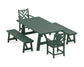 POLYWOOD Chippendale 5-Piece Rustic Farmhouse Dining Set With Benches — Green