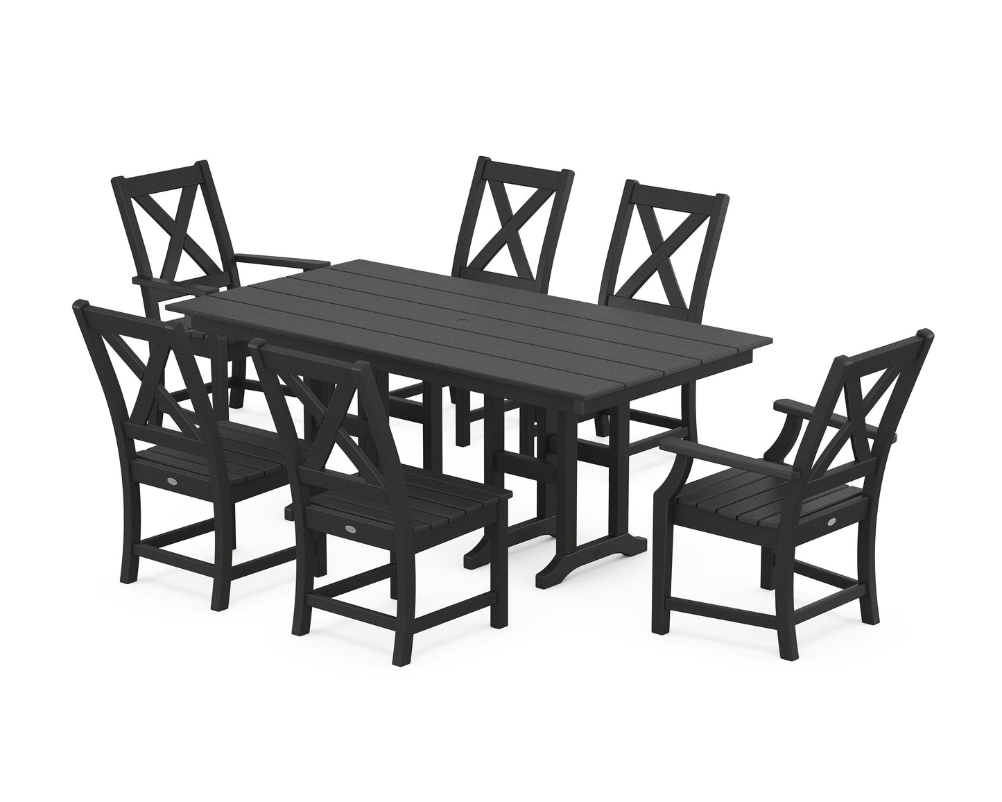 POLYWOOD Braxton 7-Piece Farmhouse Dining Set — Black