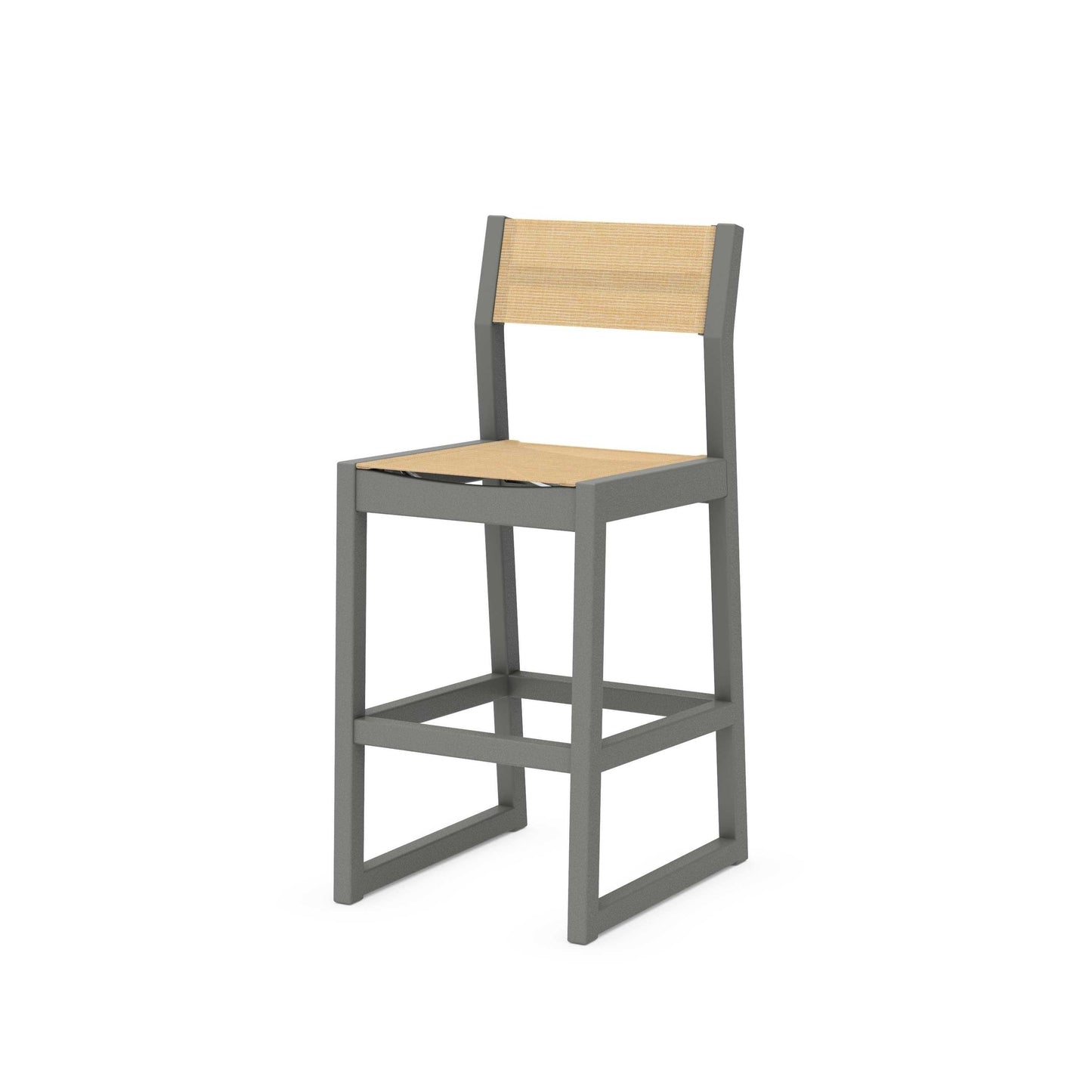 POLYWOOD EDGE Sling Bar Side Chair — Slate Grey / Dupioni Apricot Sling