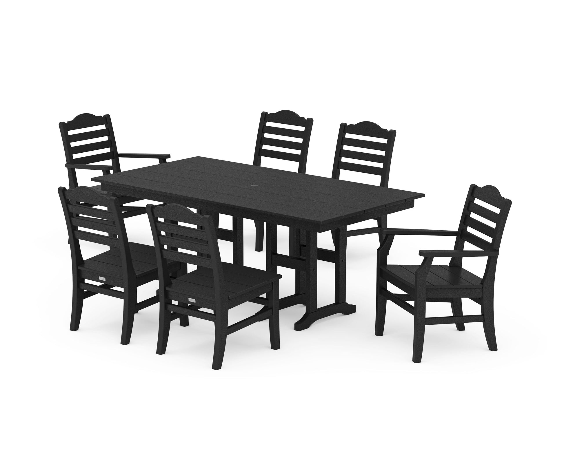 POLYWOOD Savannah 7-Piece Farmhouse Dining Set — Black