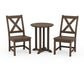 POLYWOOD Braxton Side Chair 3-Piece Round Bistro Dining Set — Kona