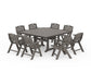POLYWOOD Nautical Lowback 9-Piece Square Farmhouse Dining Set with Trestle Legs — Driftwood