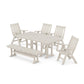 POLYWOOD Vineyard Folding Chair 6-Piece Farmhouse Dining Set with Bench — Sand