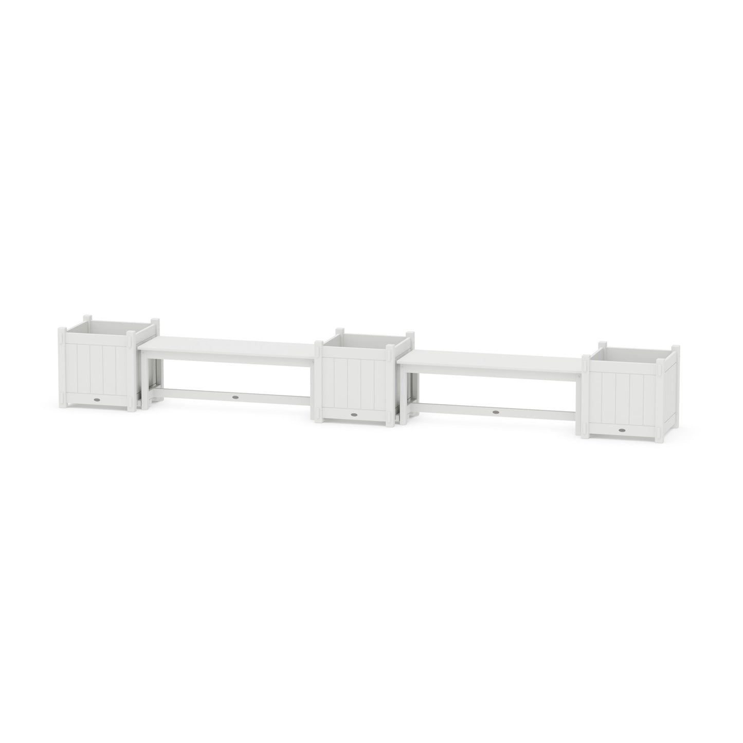 POLYWOOD 48" Vineyard Straight Double Planter Bench Set - Large — White