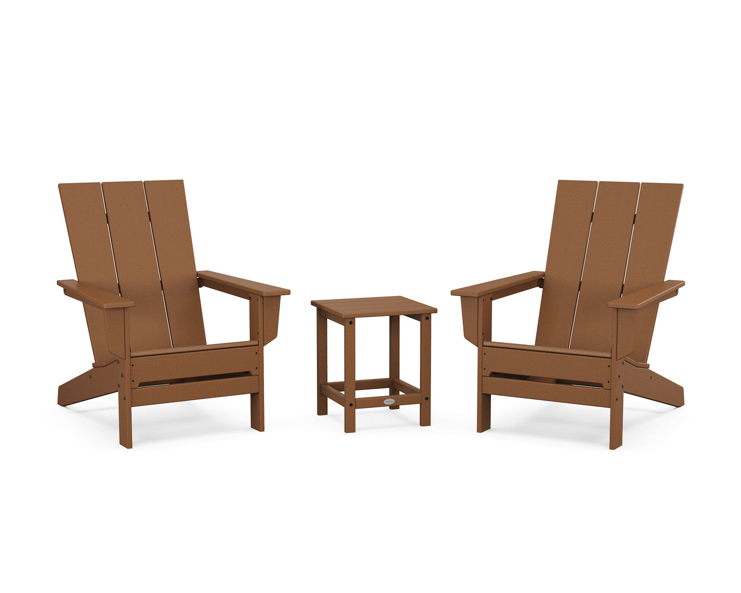 POLYWOOD 3-Piece Modern Studio Adirondack Set — Teak