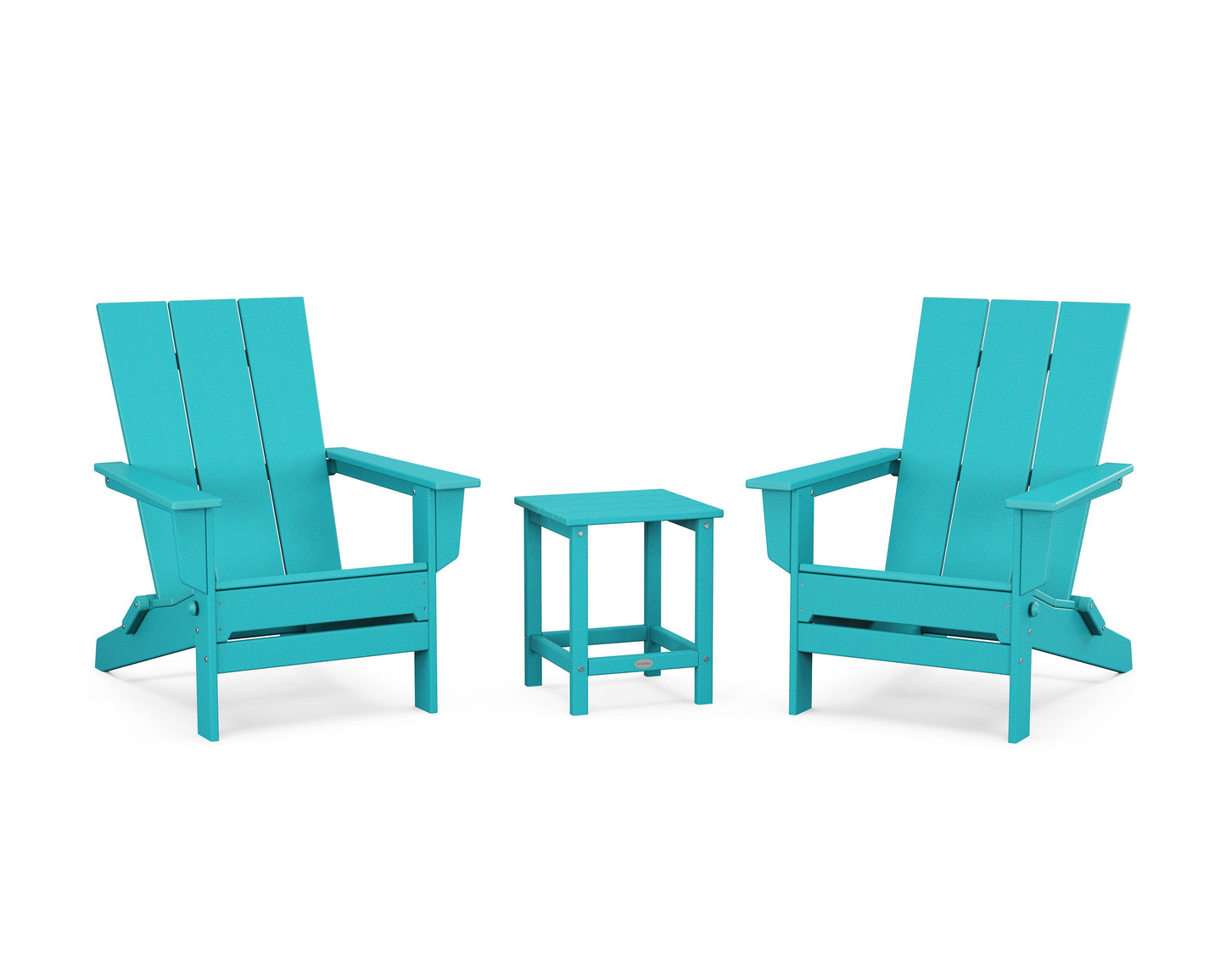POLYWOOD 3-Piece Modern Studio Folding Adirondack Set — Aruba