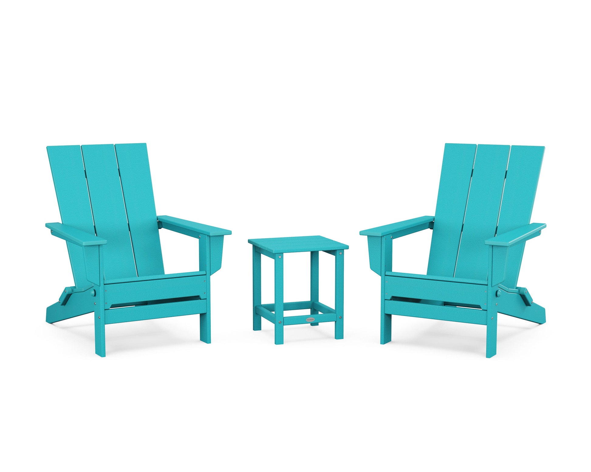 POLYWOOD 3-Piece Modern Studio Folding Adirondack Set — Aruba
