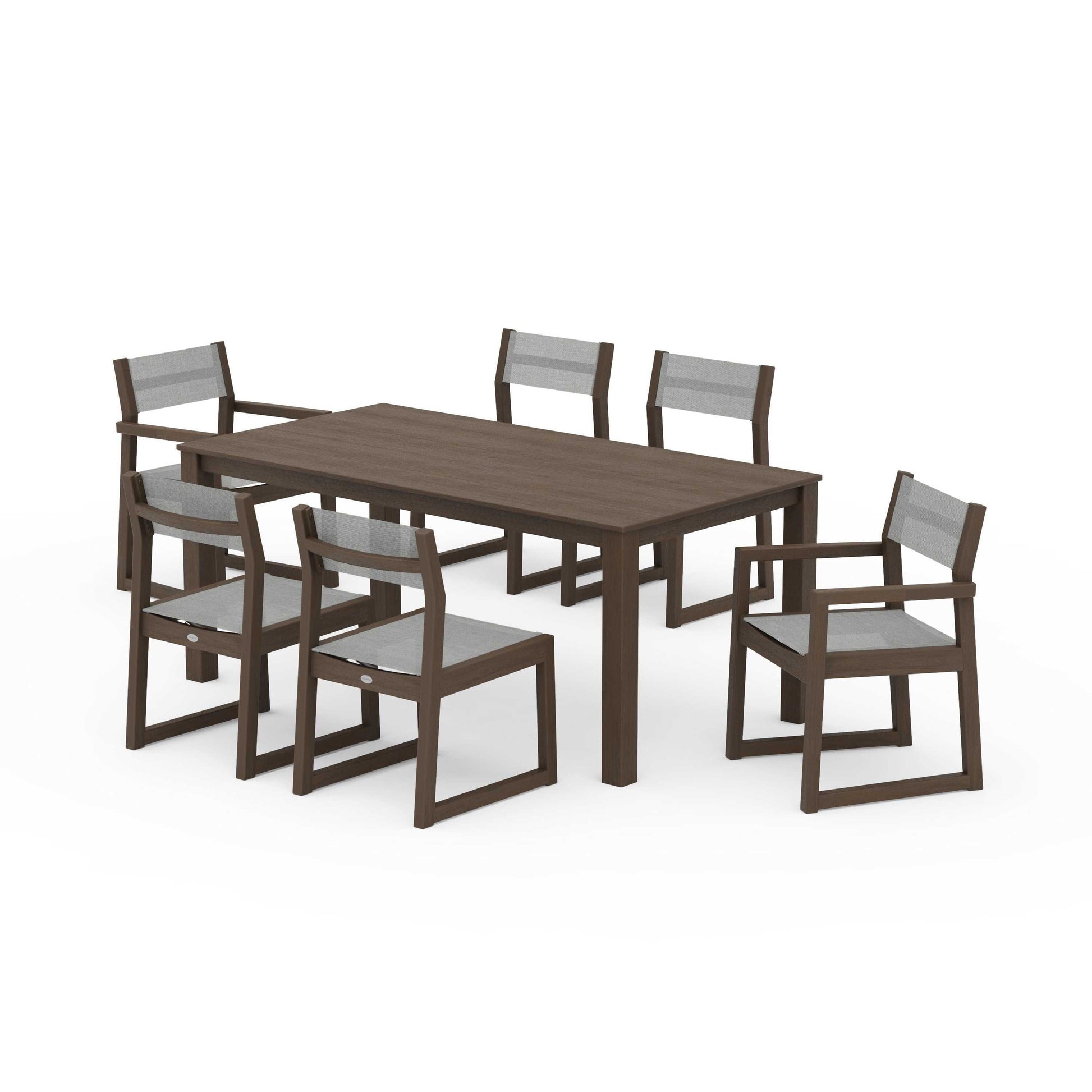 POLYWOOD EDGE Sling 7-Piece Parsons Dining Set — Kona / Metallic Sling