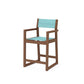 POLYWOOD EDGE Sling Counter Arm Chair — Teak / Dupioni Aquamarine Sling