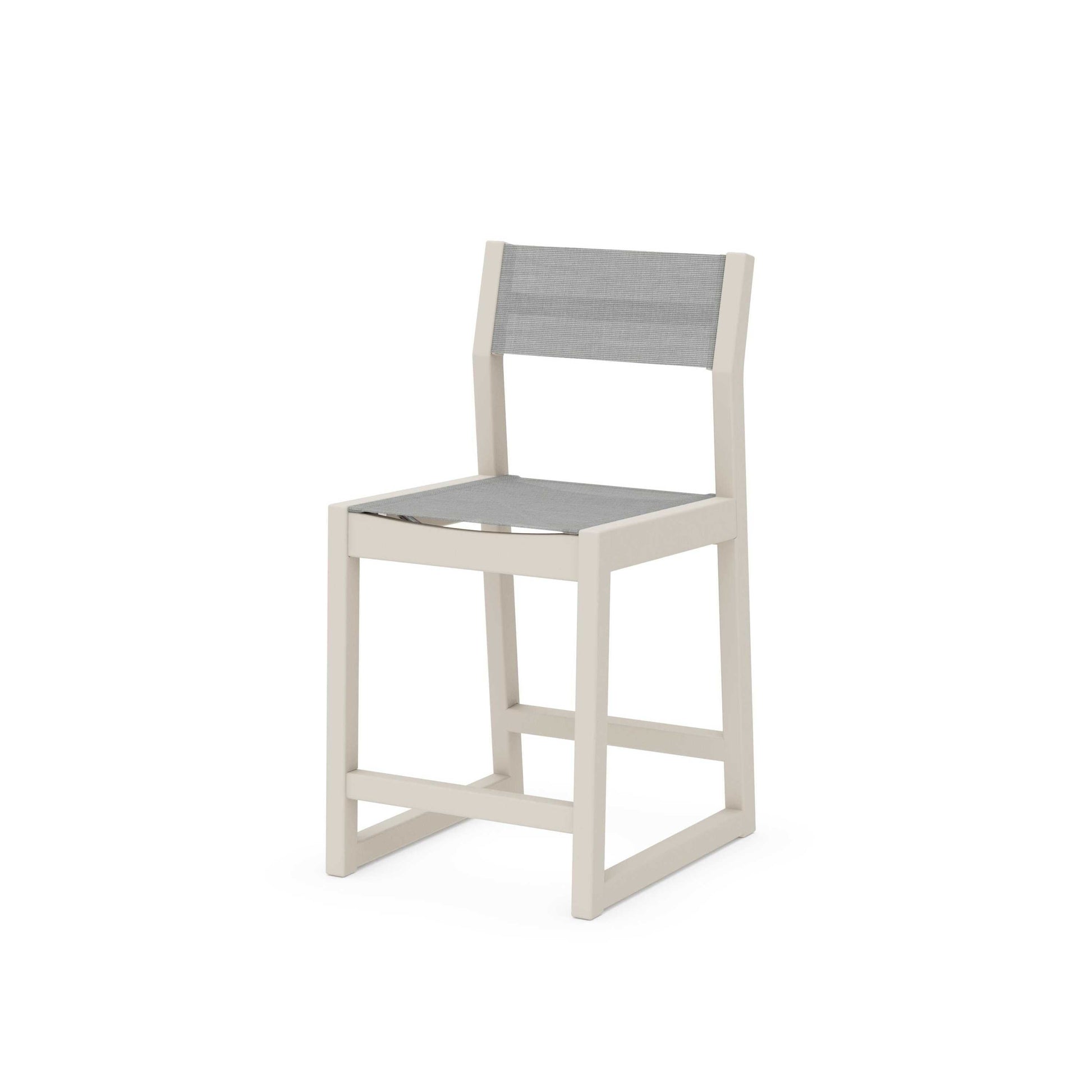 POLYWOOD EDGE Sling Counter Side Chair — Sand / Metallic Sling