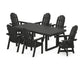 POLYWOOD Vineyard Curveback Adirondack Swivel Chair 7-Piece Dining Set — Black
