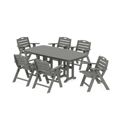 POLYWOOD Nautical Lowback 7-Piece Dining Set — Slate Grey