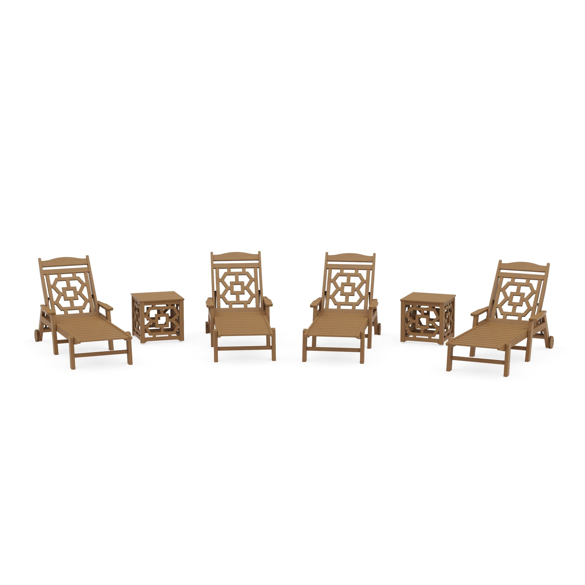 POLYWOOD Chinoiserie 6-Piece Chaise Set — Natural