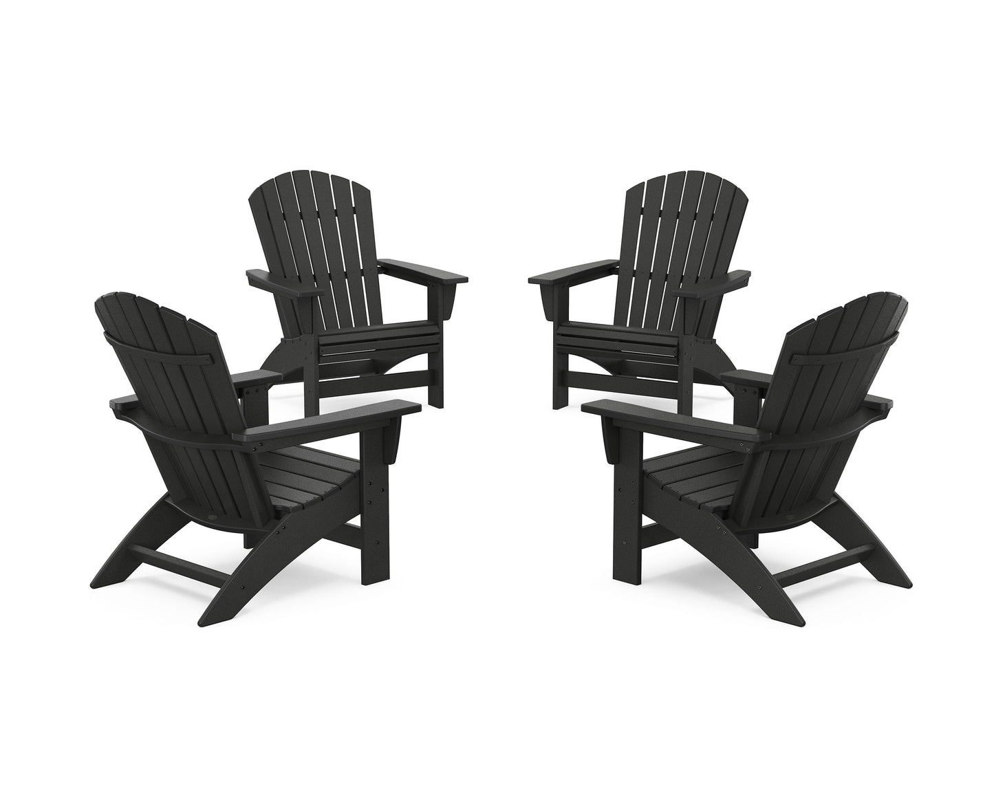 POLYWOOD 4-Piece Nautical Grand Adirondack Chair Conversation Set — Black