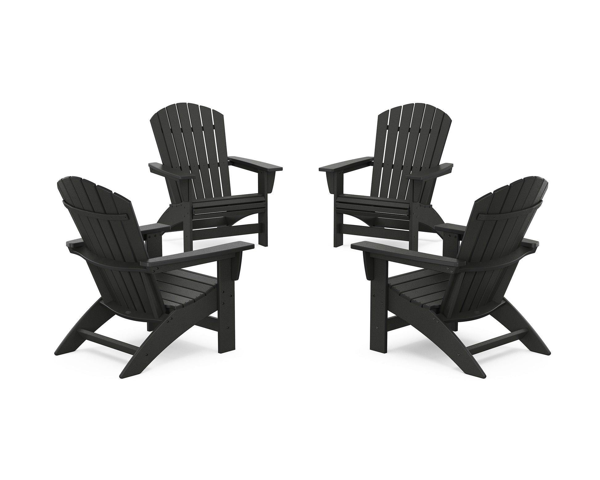 POLYWOOD 4-Piece Nautical Grand Adirondack Chair Conversation Set — Black