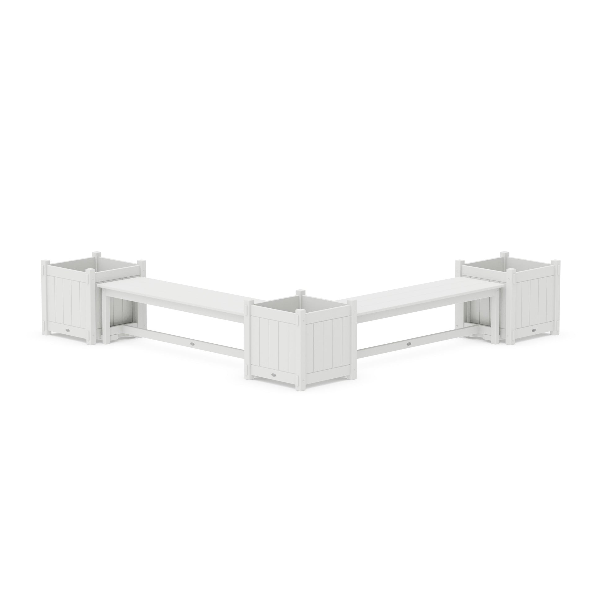 POLYWOOD 60" Vineyard L- Shaped Planter Bench Corner Set - Large — White