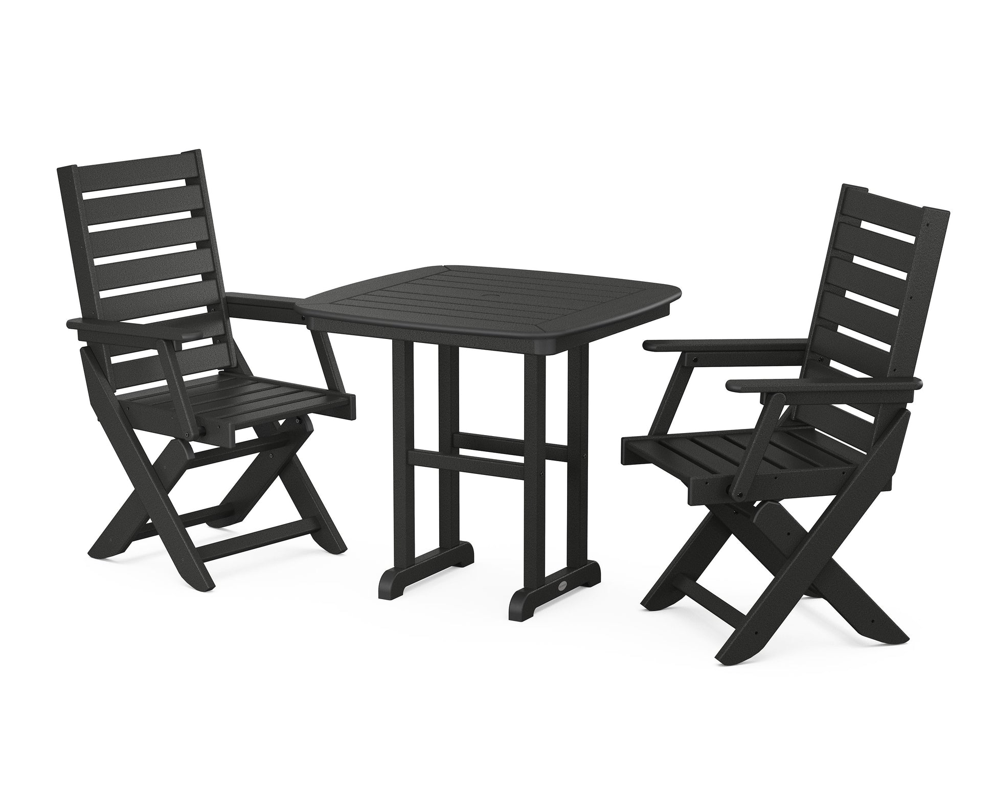 POLYWOOD Captain Folding Chair 3-Piece Dining Set — Black