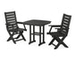 POLYWOOD Captain Folding Chair 3-Piece Dining Set — Black
