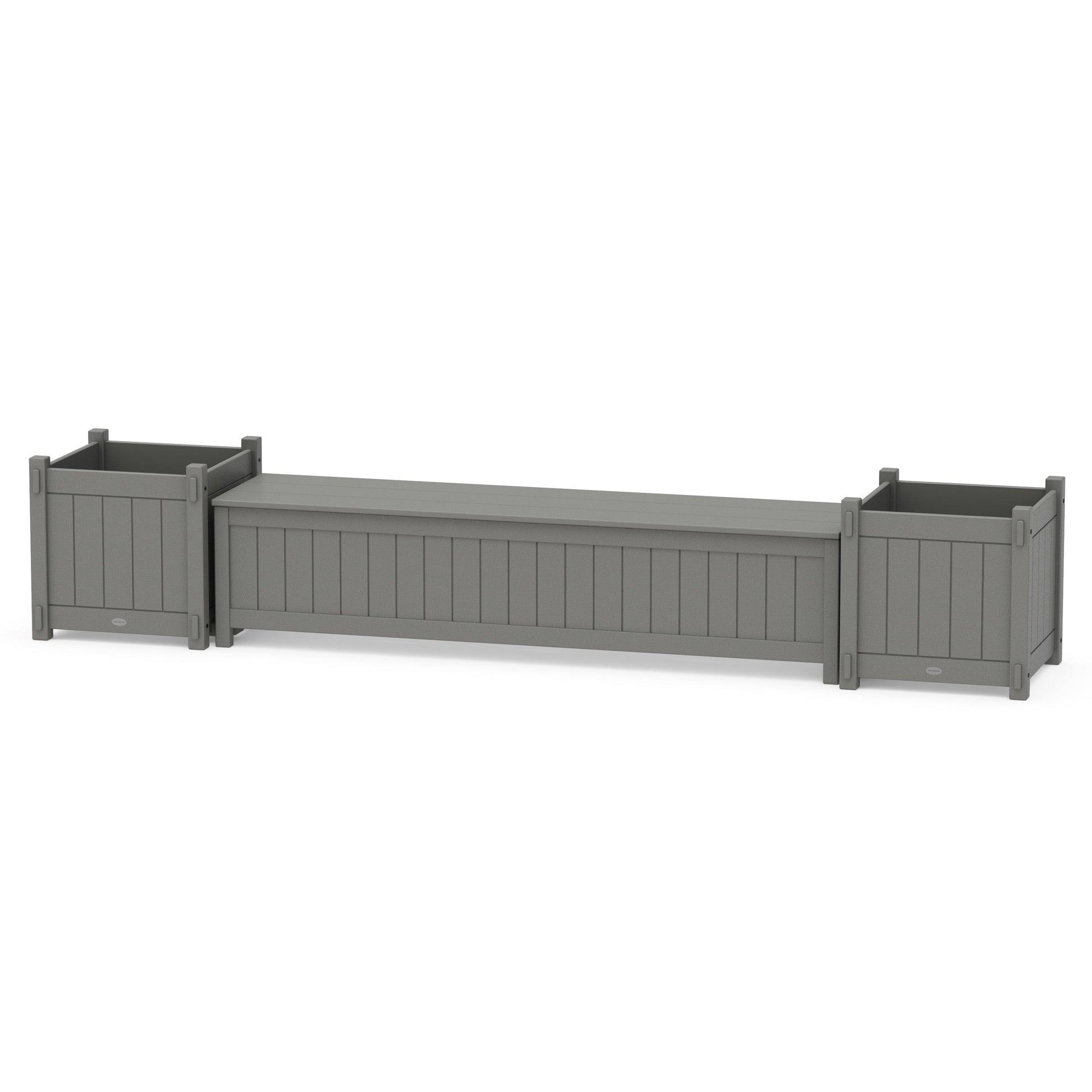 POLYWOOD 72" Vineyard Straight Planter Storage Bench Set- Large — Slate Grey