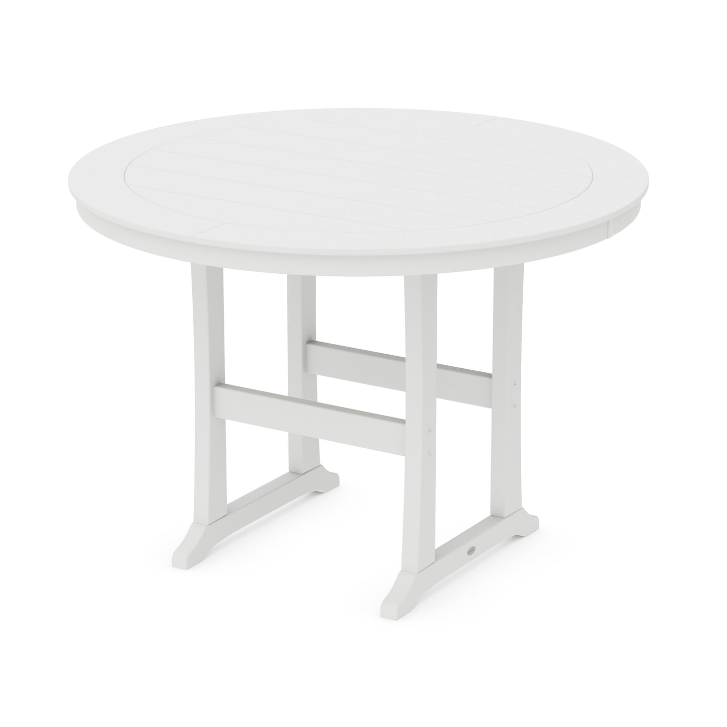POLYWOOD Nautical Trestle 60" Round Bar Table — White