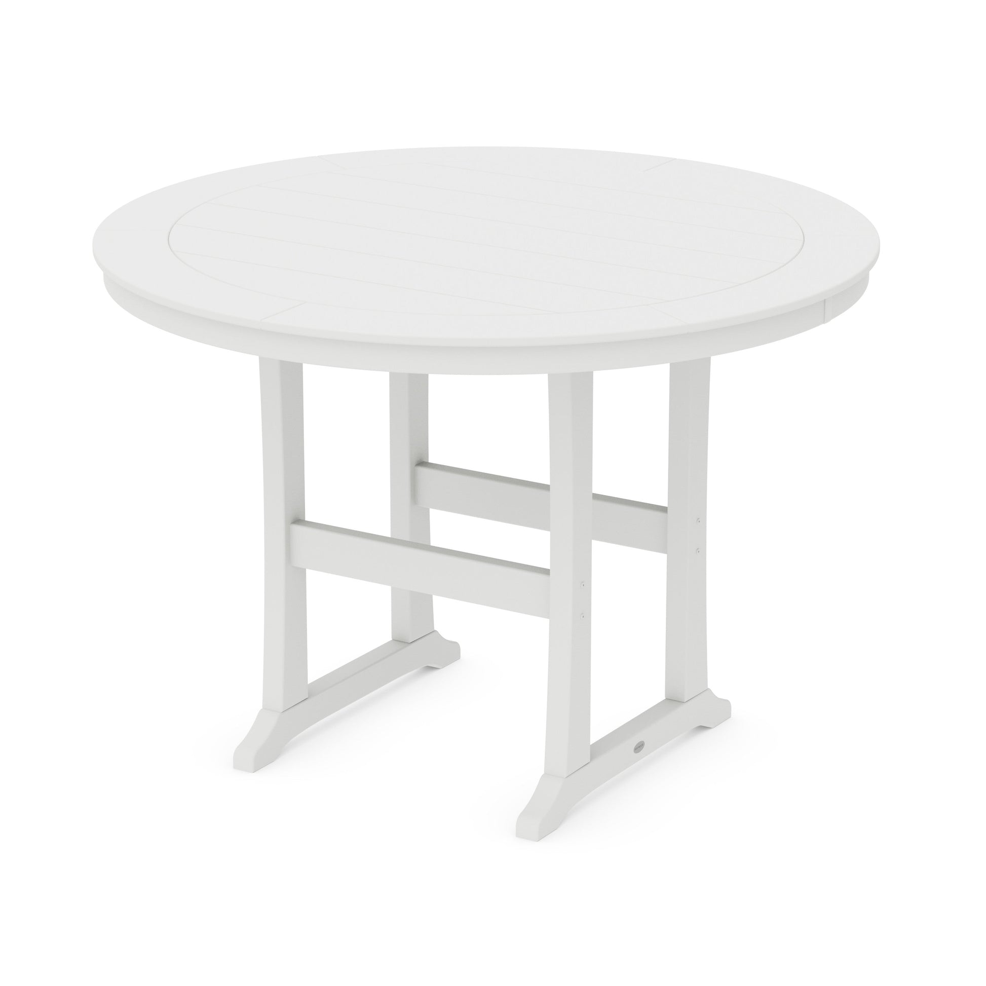 POLYWOOD Nautical Trestle 60" Round Bar Table — White