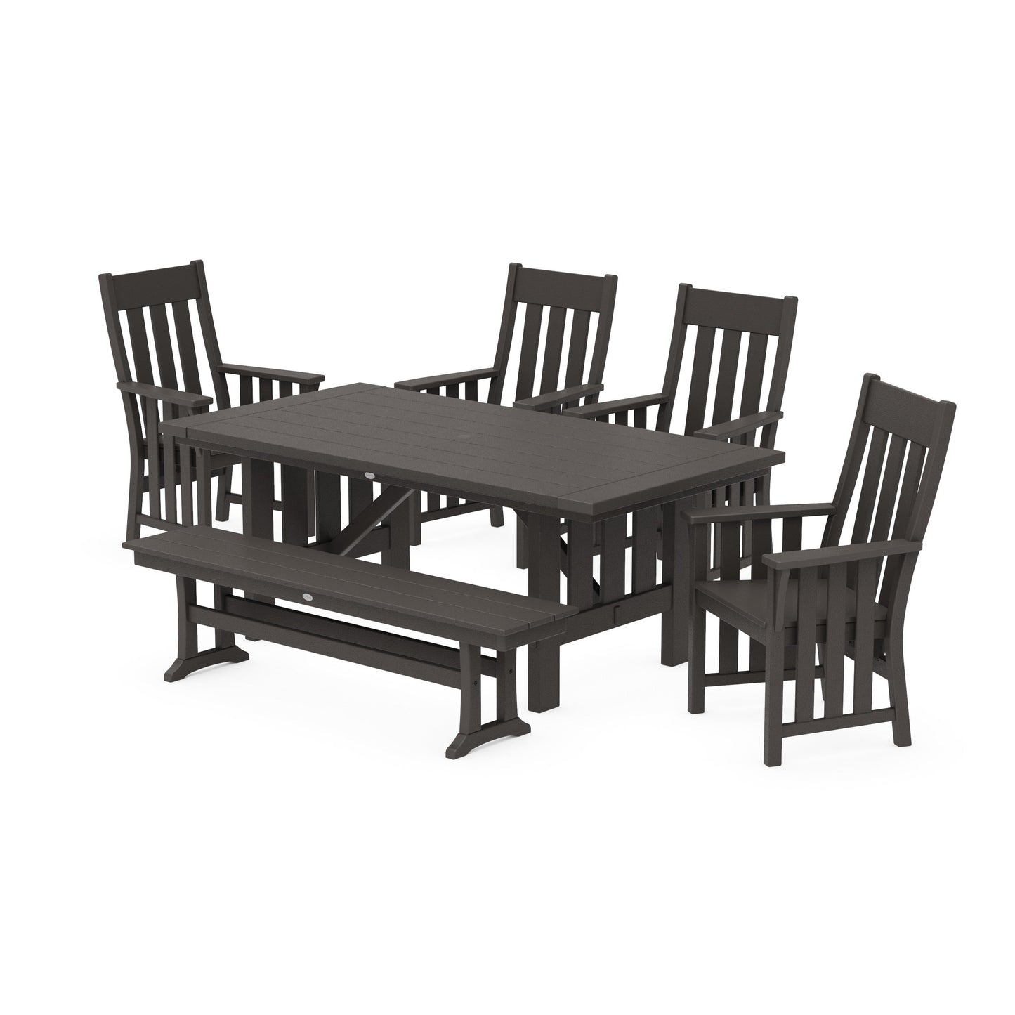 POLYWOOD Acadia 6-Piece Dining Set with Bench — Vintage Coffee
