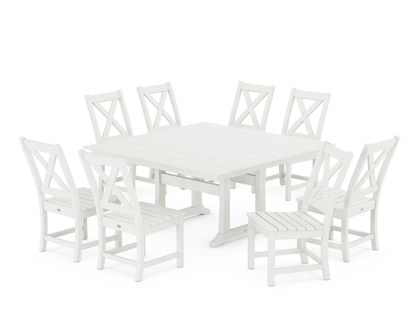 POLYWOOD Braxton Side Chair 9-Piece Farmhouse Dining Set — Vintage White