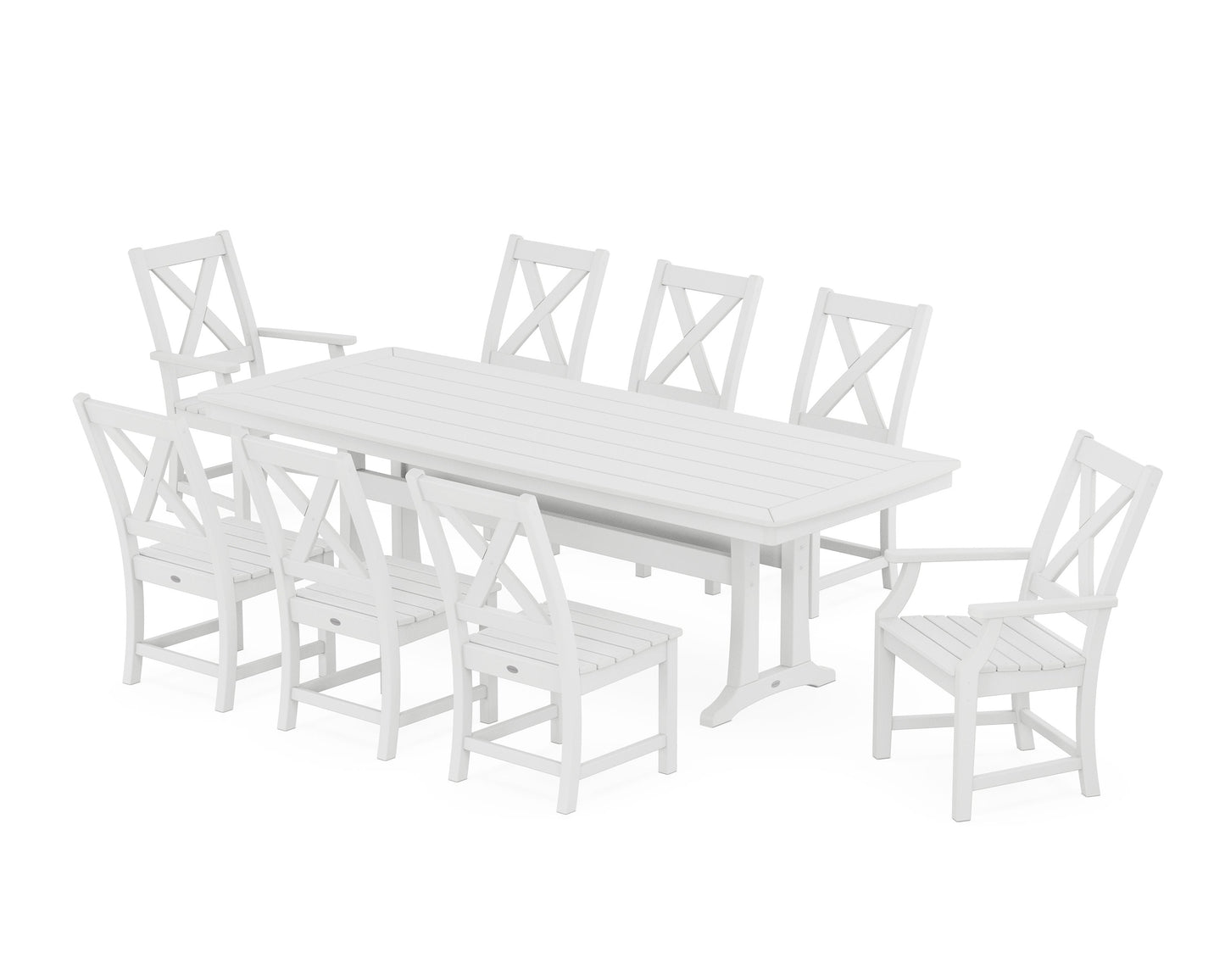 POLYWOOD Braxton 9-Piece Dining Set with Trestle Legs — White