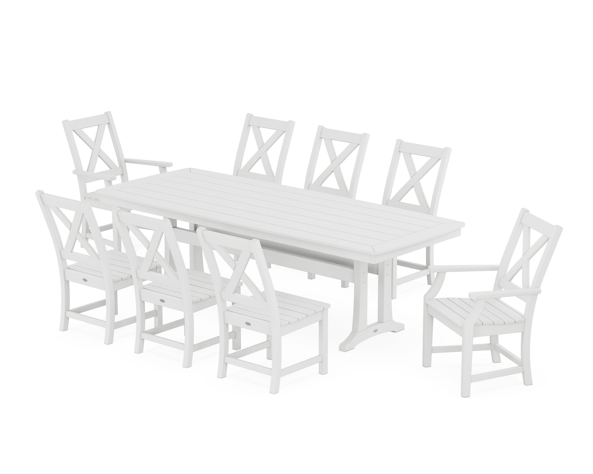 POLYWOOD Braxton 9-Piece Dining Set with Trestle Legs — White