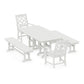 POLYWOOD Chinoiserie 5-Piece Dining Set with Benches — Vintage White