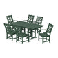 POLYWOOD Chinoiserie Arm Chair 7-Piece Farmhouse Dining Set — Green