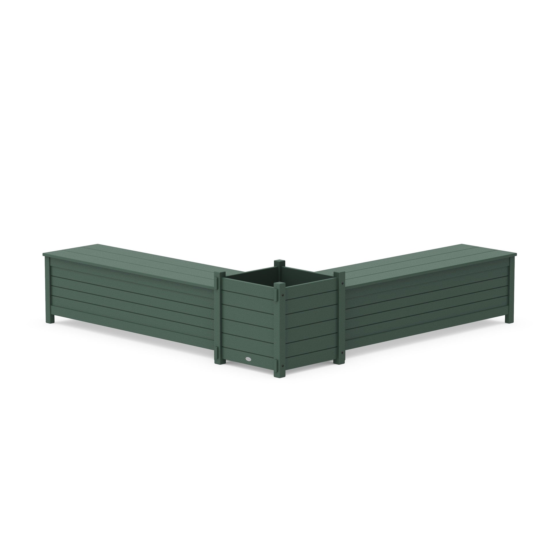 POLYWOOD 60" Nautical L- Shaped Planter Storage Bench Set- Large — Green