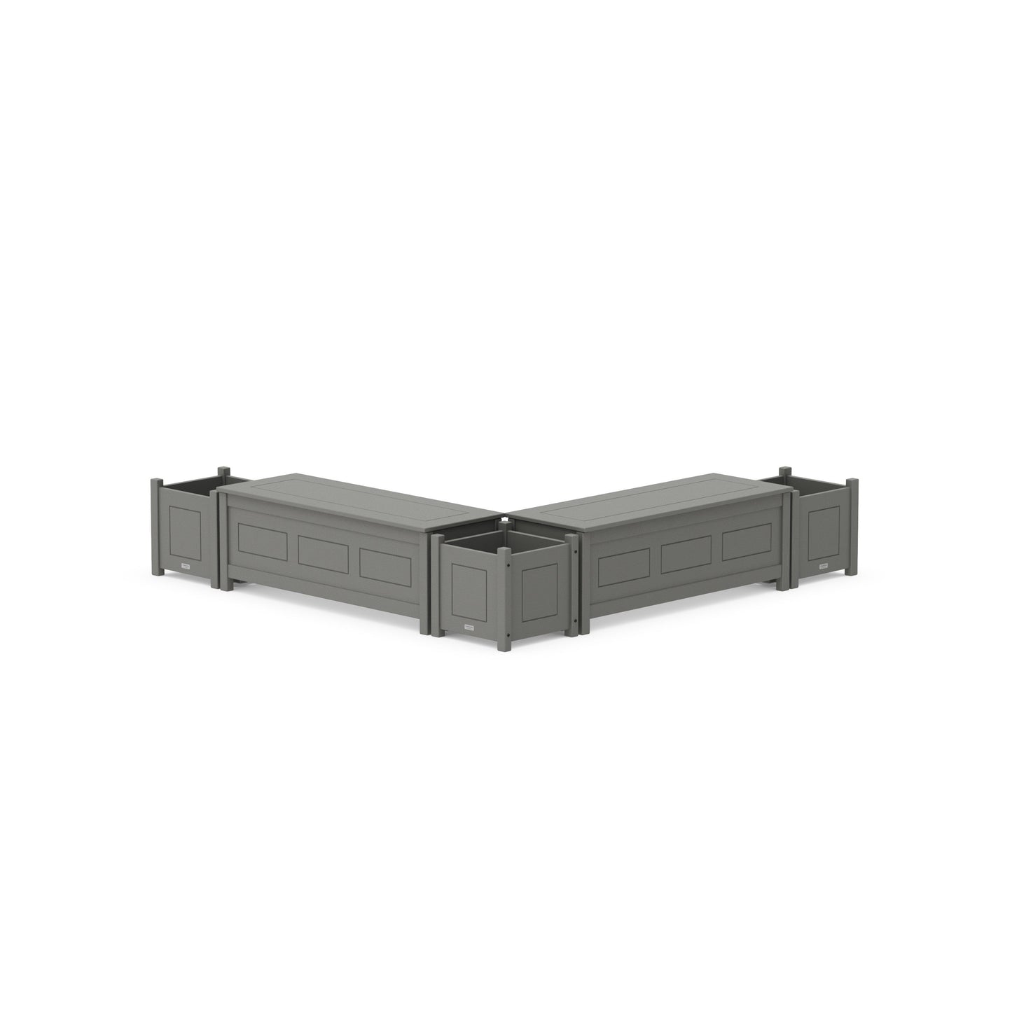 POLYWOOD 48" Country Living L- Shaped Planter Storage Bench Corner Set — Slate Grey